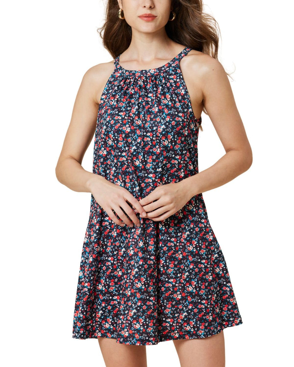 ANYFITTING Summer Dress with Built in Bra Casual Beach Sundress Flowy Halter Mini Short Dresses for Women 2026