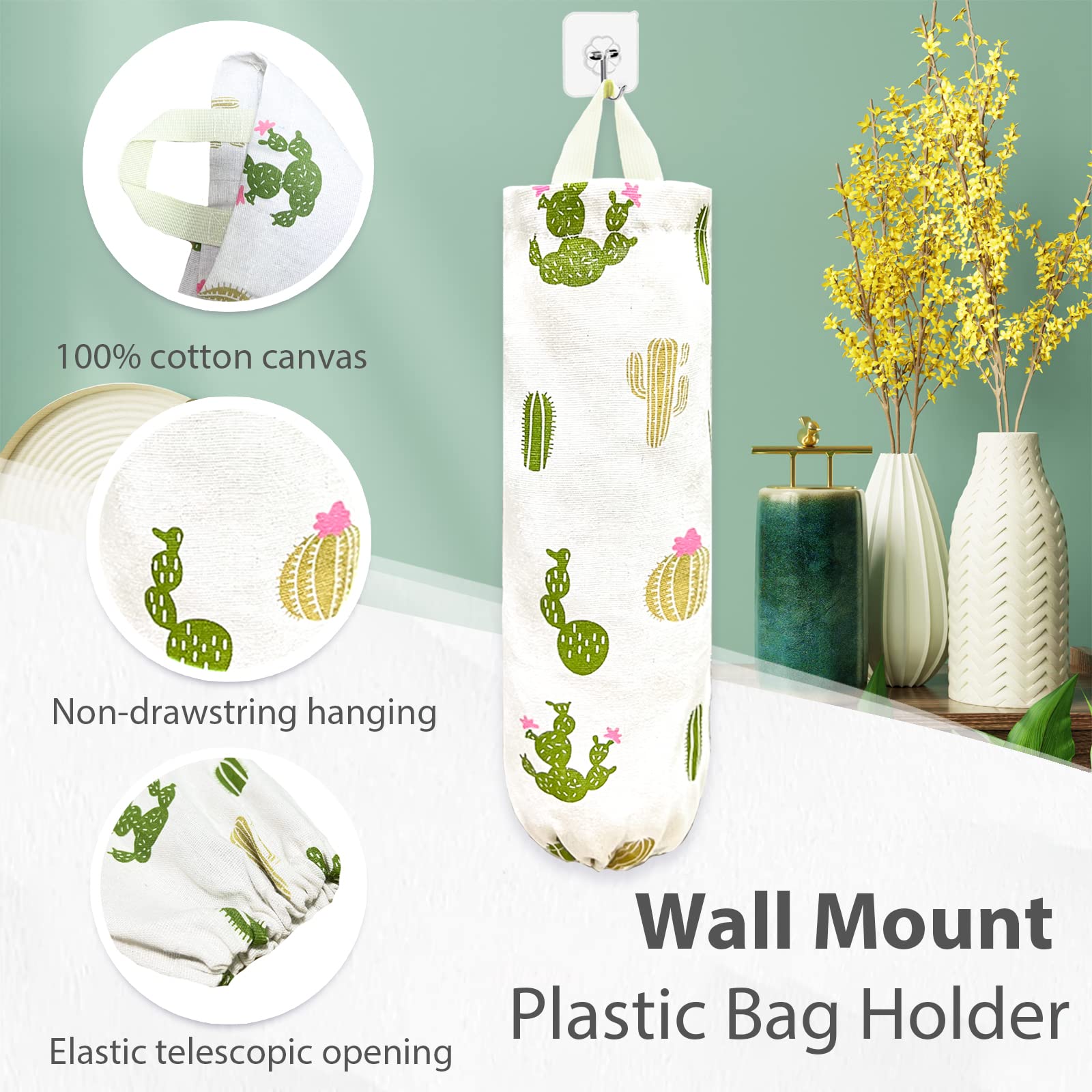 Plastic Bag Holder，Reusable Grocery Bag Holder，Wall Mount Plastic Bag Organizer Shopping Bags Carrier，Washable Large Grocery Bag Storage Dispenser for Home Kitchen Travelling Decor, 1 Pack，Alpaca