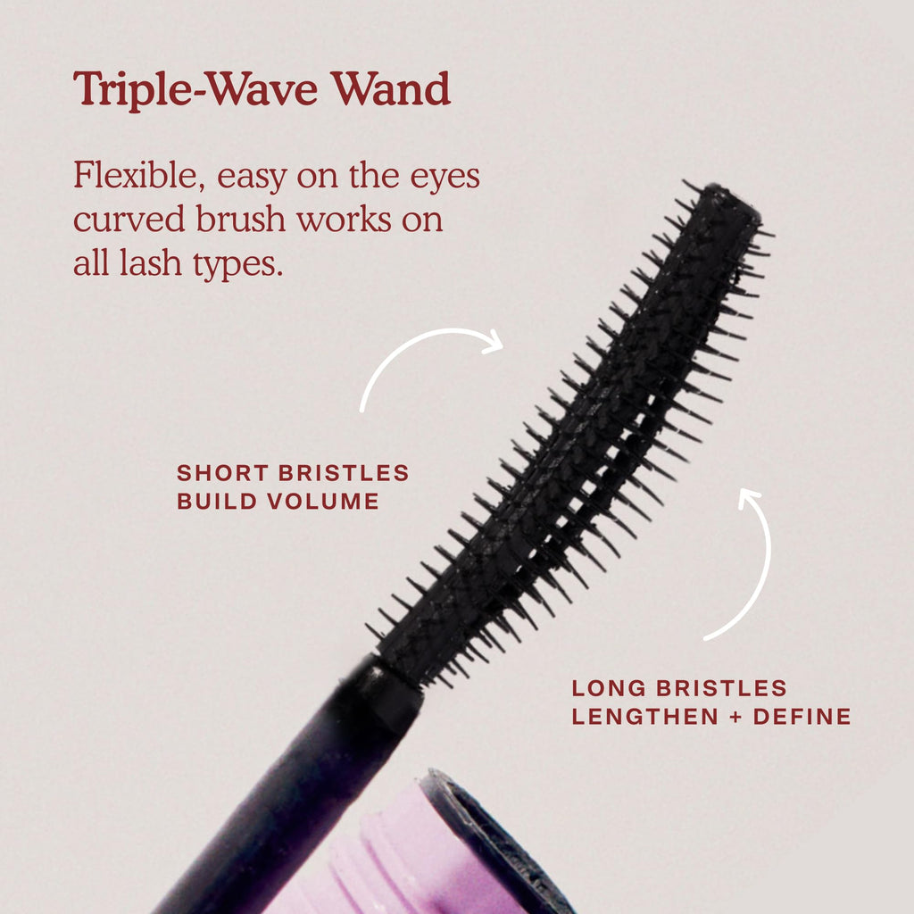 Tower 28 MakeWaves Vegan Black Mascara - Volumizing & Lengthening Mascara for Sensitive Eyes - With Aquaflex Technology for Humidity-Proof Lift - Hypoallergenic Eye Makeup - Jet (0.29 oz)