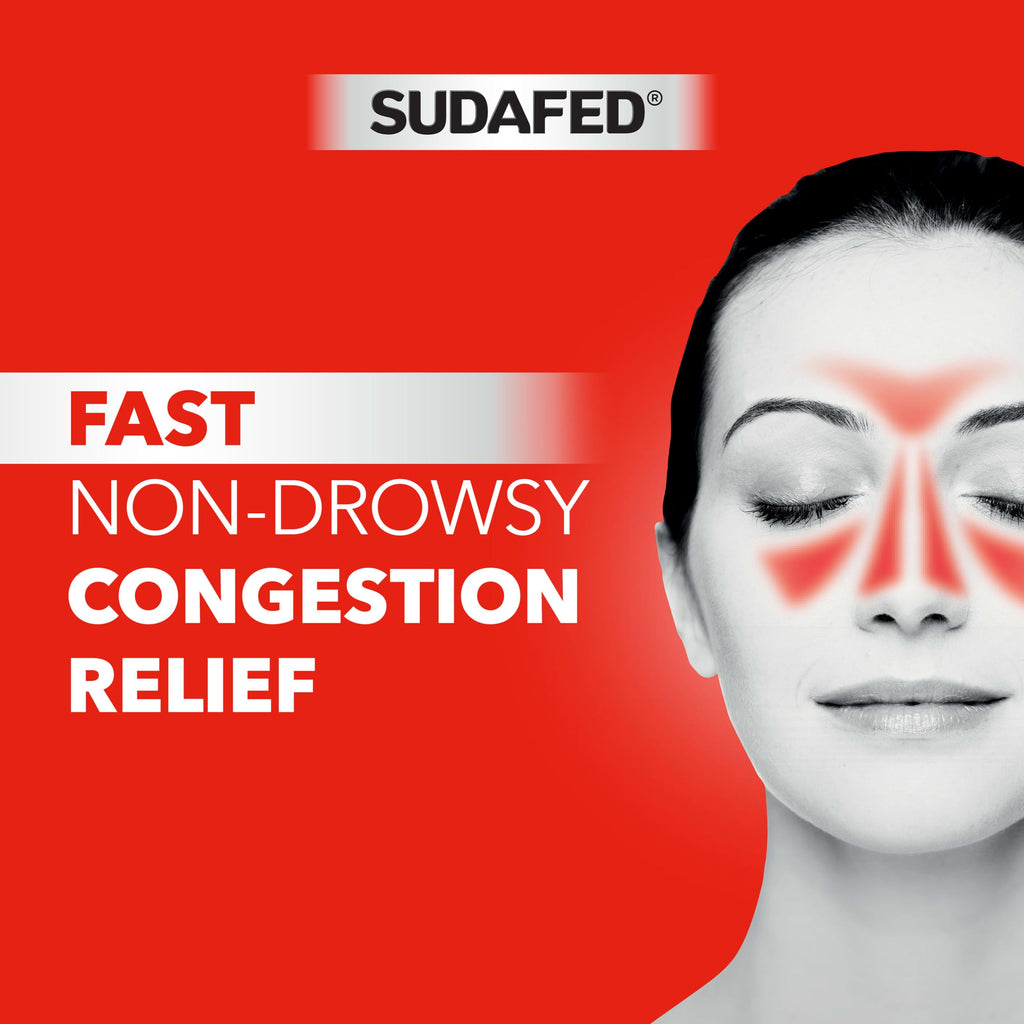 Sudafed, PE Sinus Congestion Relief Tablets, Maximum Strength, Non-Drowsy 10 mg Phenylephrine HCI Decongestant for Sinus Pressure and Nasal Congestion Relief from colds or Allergies, 18 Count