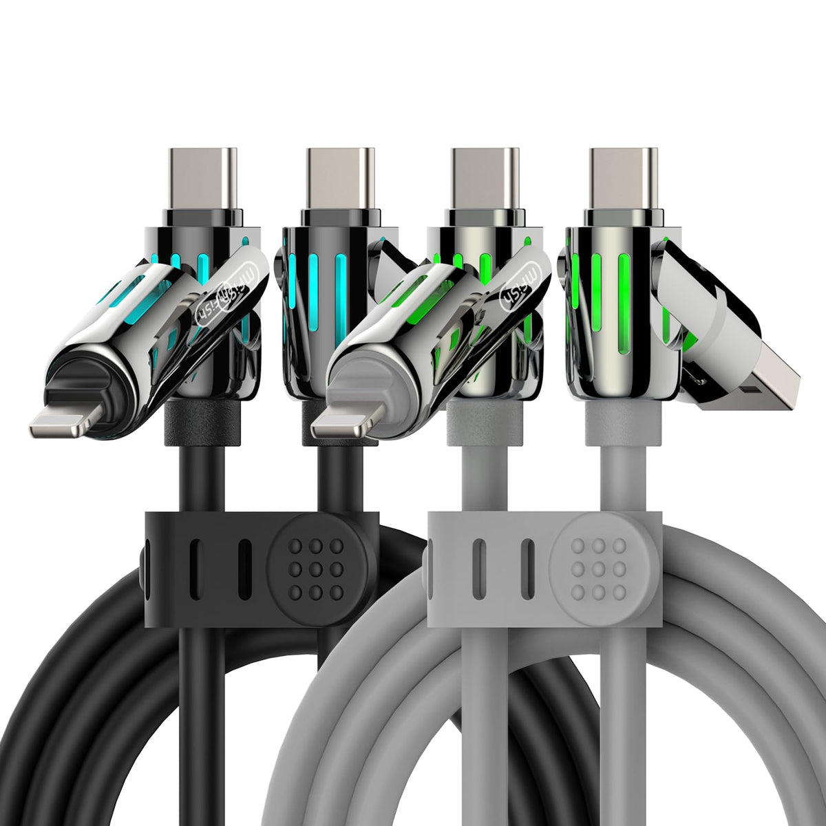 240W 4-in-1 Fast Charging Cable, Black, 3.3FT
