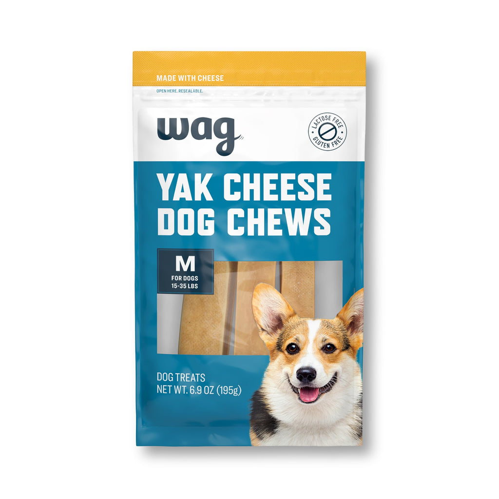 Amazon Brand - Wag Yak Cheese Himalayan Dog Chews, Dog Treats for Small Size Dogs, All Natural, High Protein for Aggressive Chewers, 15lbs and Smaller, 3 Count, 3.3 oz