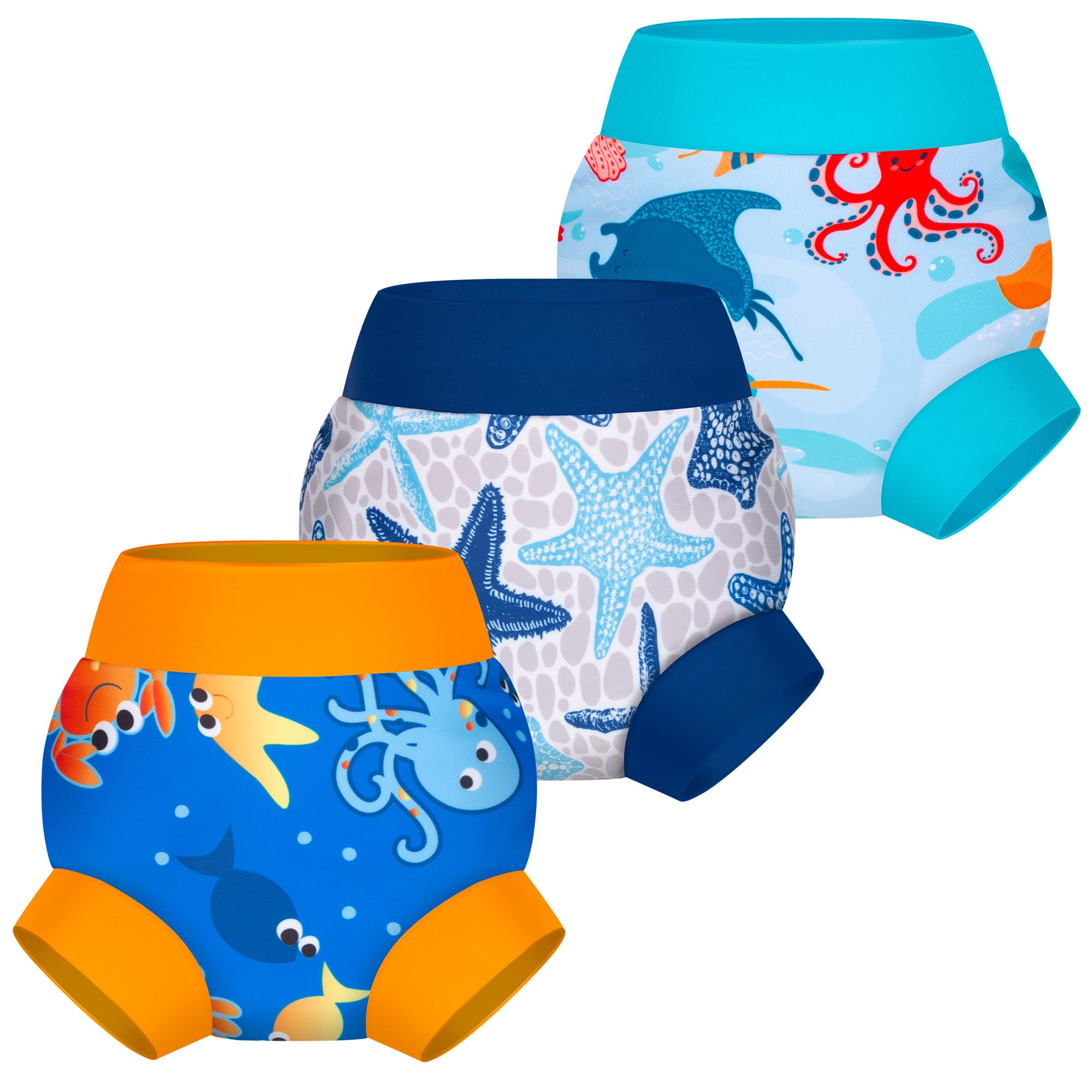 BIG ELEPHANT Baby Swim Diapers 3pcs, Reusable Adjustable Washable Waterproof Swimming Diaper for Boy's and Girl's 6Months - 5 Years