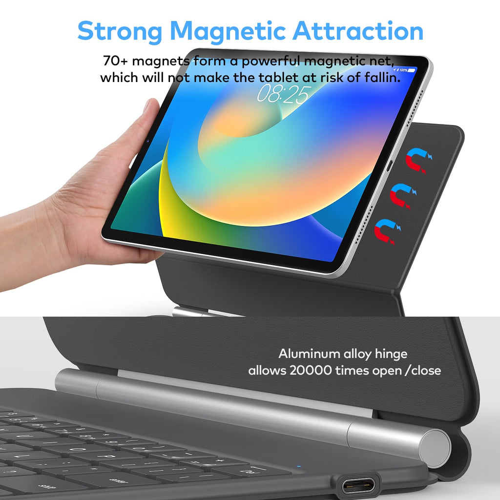 runelk Keyboard Case for iPad 10th Generation 2022 & 11th (A16, 2025) – Magic-Style Keyboard with Multi-Touch Trackpad – Floating Cantilever Stand – Magnetic Case for iPad 10.9 inch 10th / 11th Gen.
