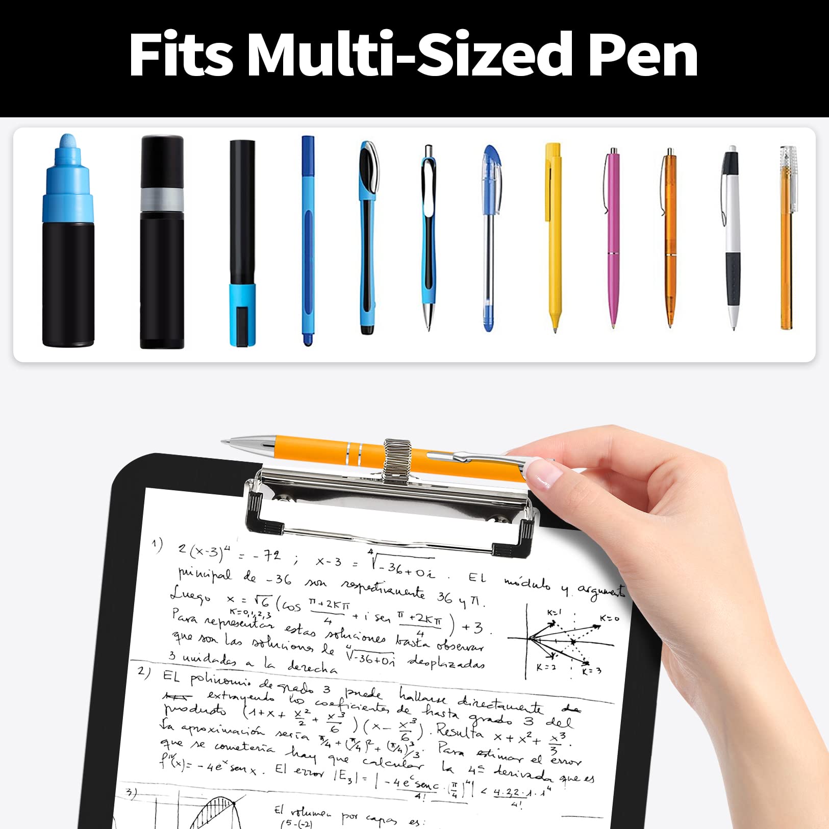 Sooez Plastic Clipboard with Pen Holder, [10% Thicker] Clip Boards 8.5x11 with Low Profile Clip, Cute Hanging Clipboard, Standard Letter Size A4 for Women Teacher, Office & School Supplies, Black