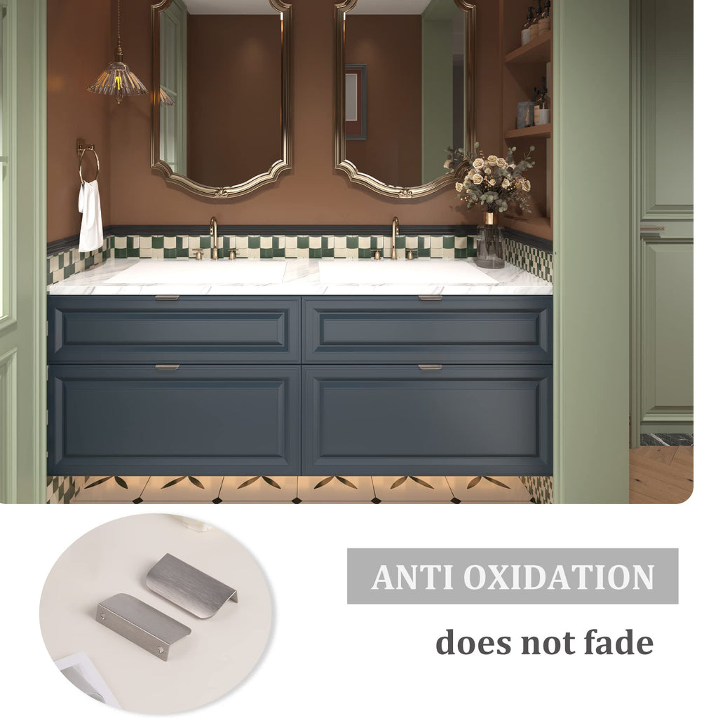 Satanga Edge Finger Pulls for cabinets Kitchen Concealed Drawer Pull Aluminum Hidden Back Mount Door Handle for Home Pack of 5 Modern White 3 Inch Overall Length Easy Installation