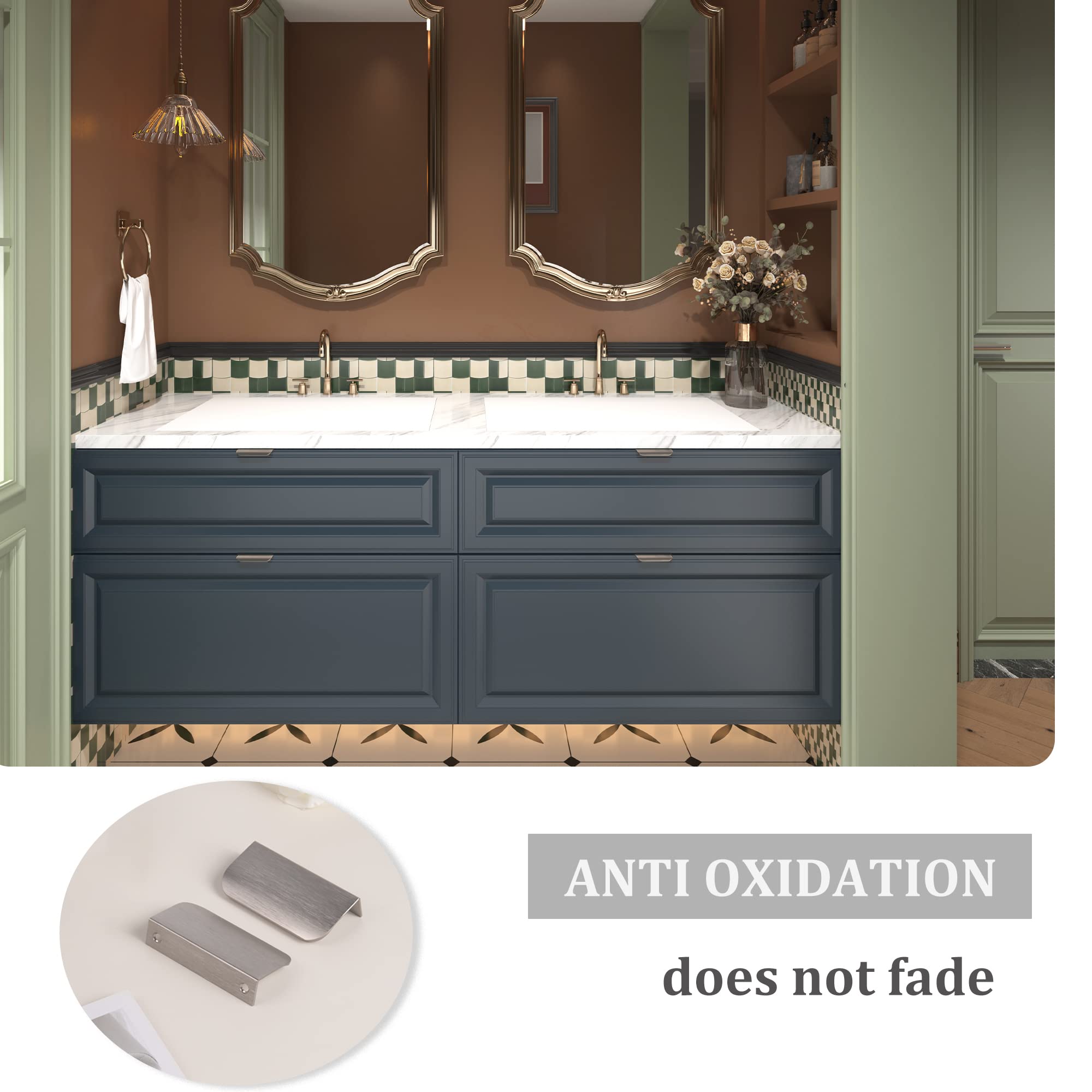 Satanga Edge Finger Pulls for cabinets Kitchen Concealed Drawer Pull Aluminum Hidden Back Mount Door Handle for Home Pack of 5 Modern White 3 Inch Overall Length Easy Installation