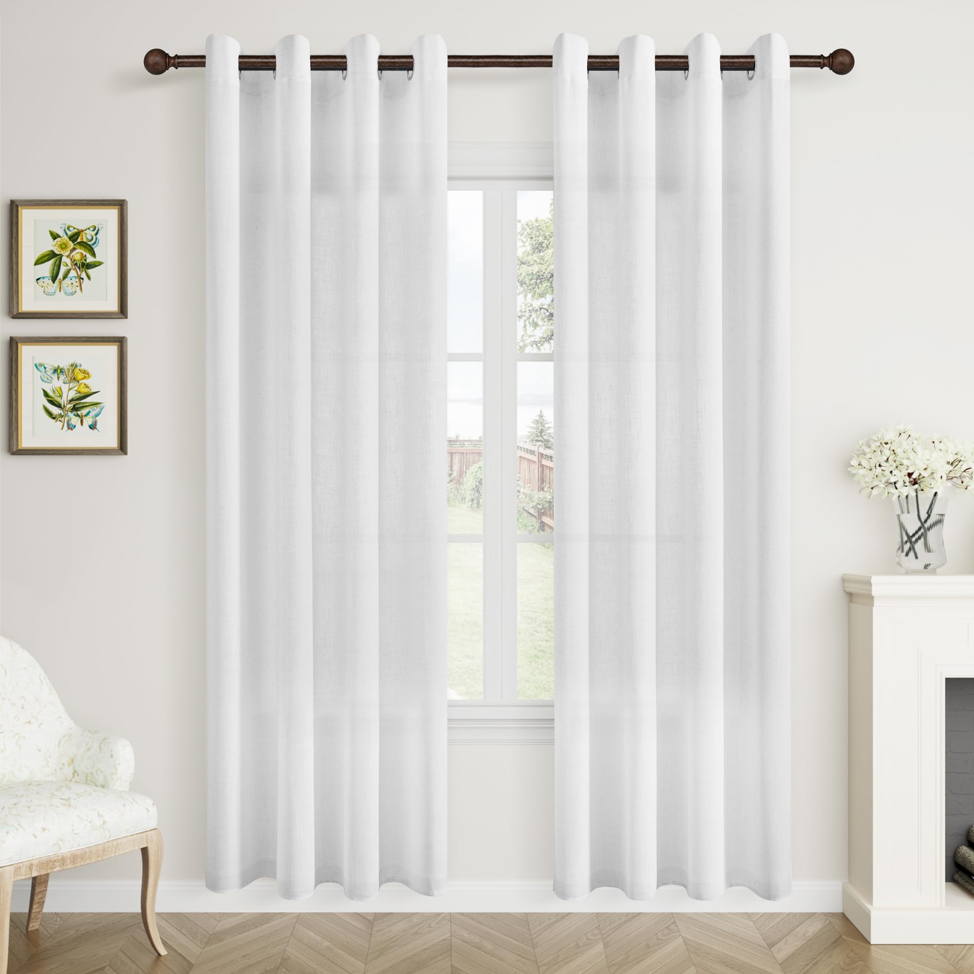 Aersas Black Bedroom Linen Curtains 63 Inch Length 2 Panel Privacy Energy Efficient Semi Sheer Black Linen Drapes for Living Room Modern Farmhouse Grommet Window Curtain for Nursery Office 52x63