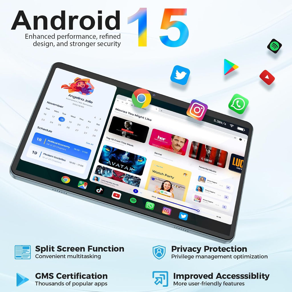HISORL Android Tablet with Keyboard, Android 15 Tablet 10 inch with 24GB+128GB, 1TB Expand, 8-Core, 8000mAh, 5G WiFi, Widevine L1, GMS, with Case, Keyboard, Mouse, Stylus(Green)
