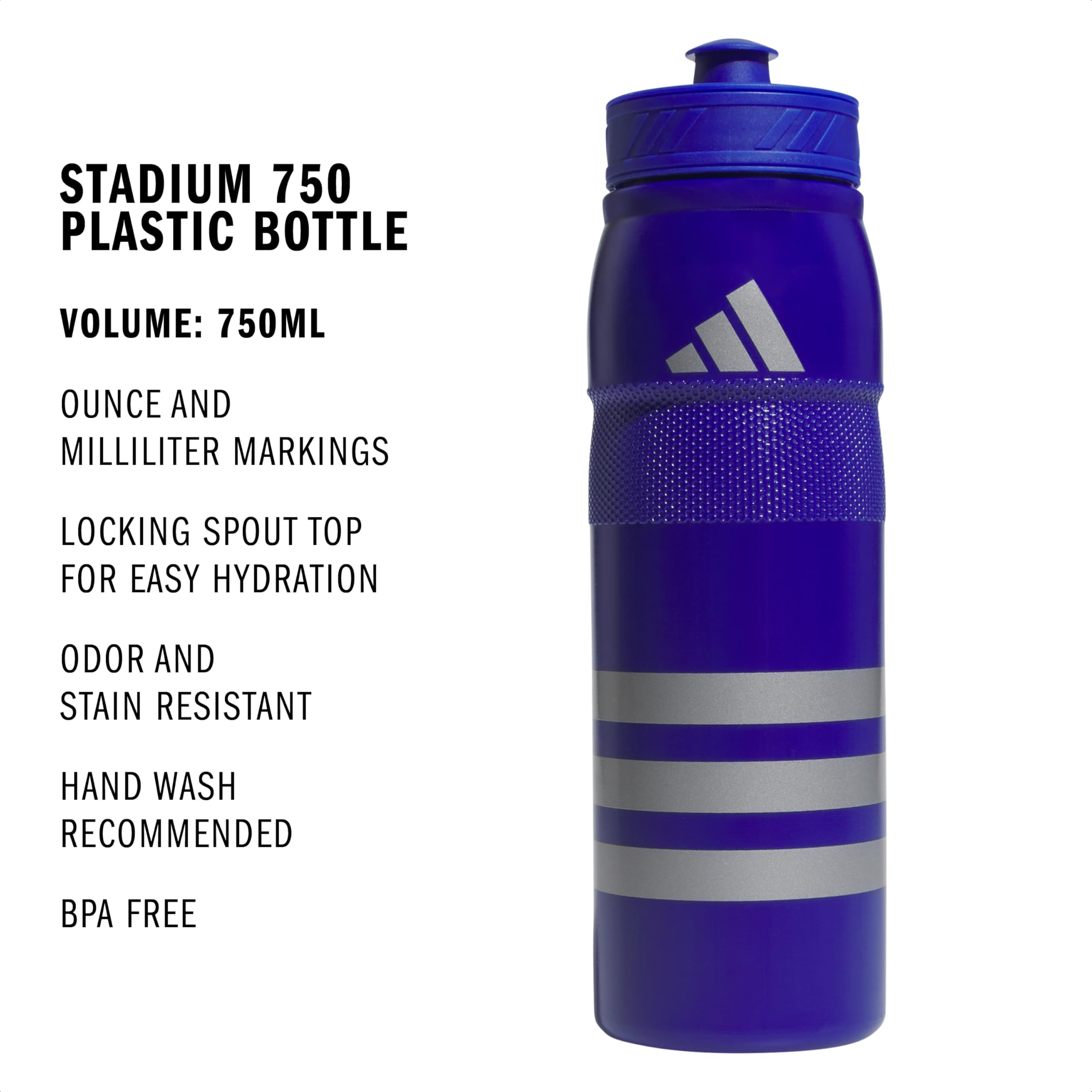 adidas 750 ML (28 oz) Stadium Refillable Plastic Sport Water Bottle