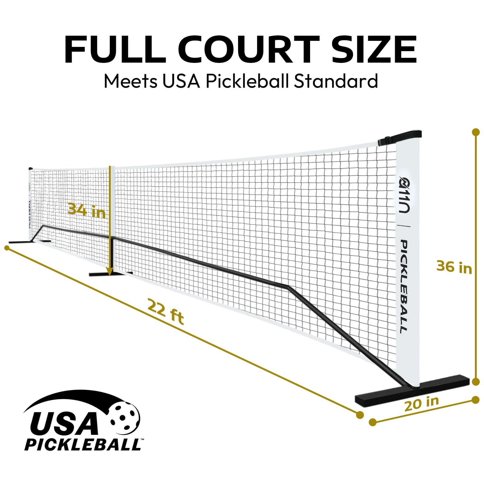 A11N SPORTS Designed for All Weather Conditions with Steady Metal Frame and Strong PE Net, Regulation Size Net with Carrying Bag- 22’ Wide x 36” Tall, Indoor/Outdoor Use