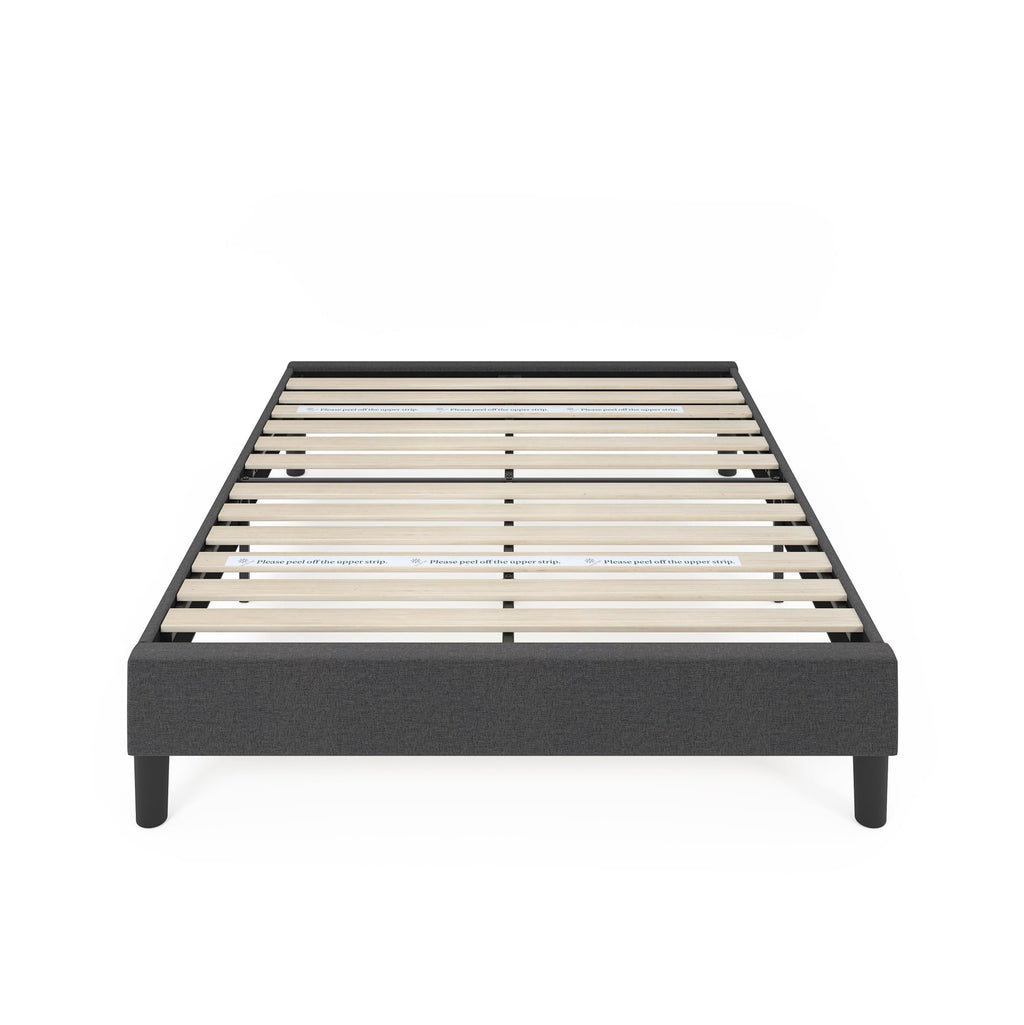 Zinus Curtis Upholstered Platform Bed Frame, Mattress Foundation, Wood Slat Support, No Box Spring Needed, Eco Friendly WonderBox (TM) Packaging, Dark Grey, Full