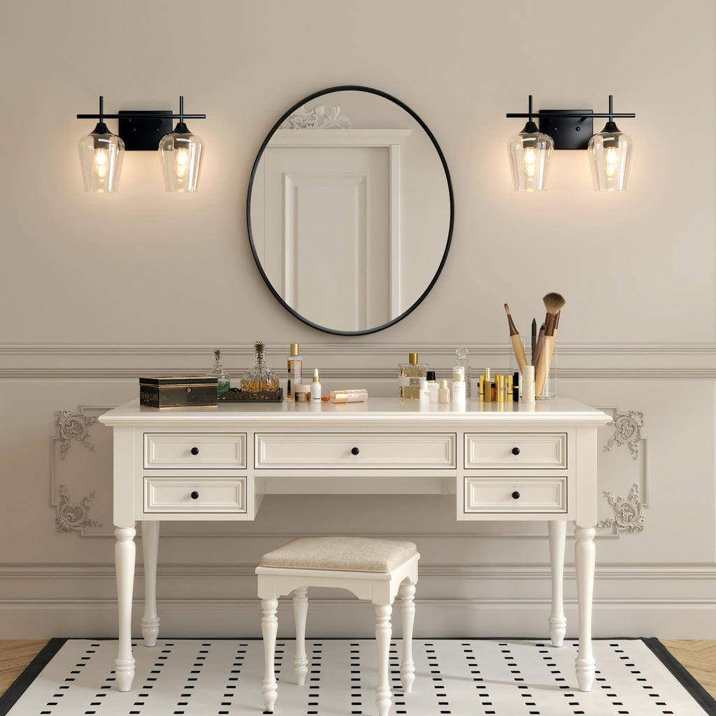 VONLUCE Bathroom Vanity Light, 2 Light Bathroom Light Fixture Over Mirror, Bathroom Wall Lamp with Clear Glass, Modern Brushed Nickel Vanity Lighting fixtures for Bathroom, Bedroom, Hallway