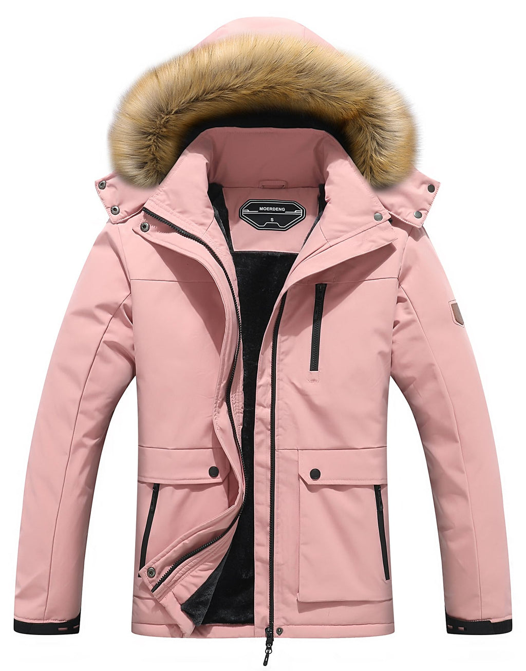 MOERDENG Women's Waterproof Ski Snow Jacket Winter Warm Hooded Snow Coat Mountain Windproof Ski Jacket For Women