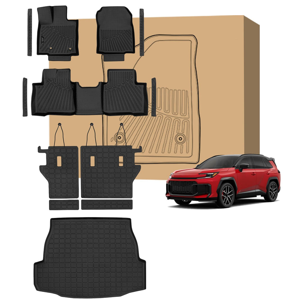 PELEUS Floor Mats for Toyota 4Runner 2003-2009 (4th Gen), All Weather Custom Fit Car Mats & Cargo Liner Set, Odorless TPE Heavy Duty Protection Accessories, Black (Only 5-Seat Models)