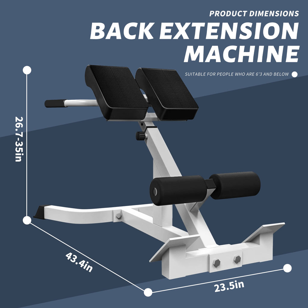 Roman Chair Back Extender - Angle & Height Dual Adjustable Hyperextension Bench for Home Gym - Adjustable Back Exercise Machine Fitness Equipment