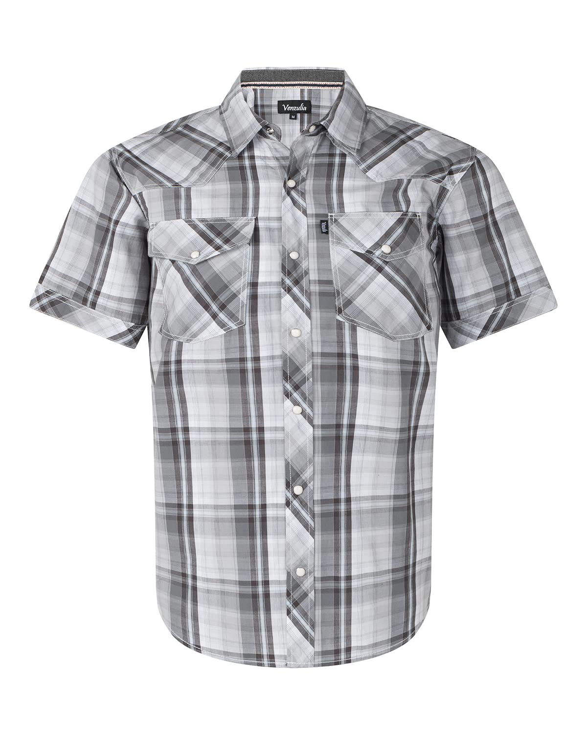 Men's Western Snap Casual Shirt Two Pocket Short Sleeve Shirt