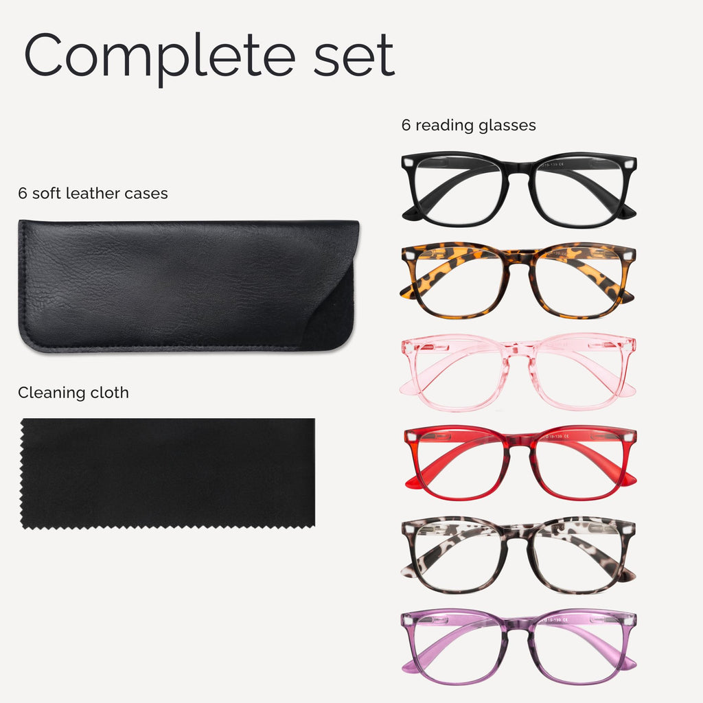 CCVOO Mix & Match Reading Glasses for Women - Lightweight, Comfortable Fit, Clear Vision - Blue Light Blocking