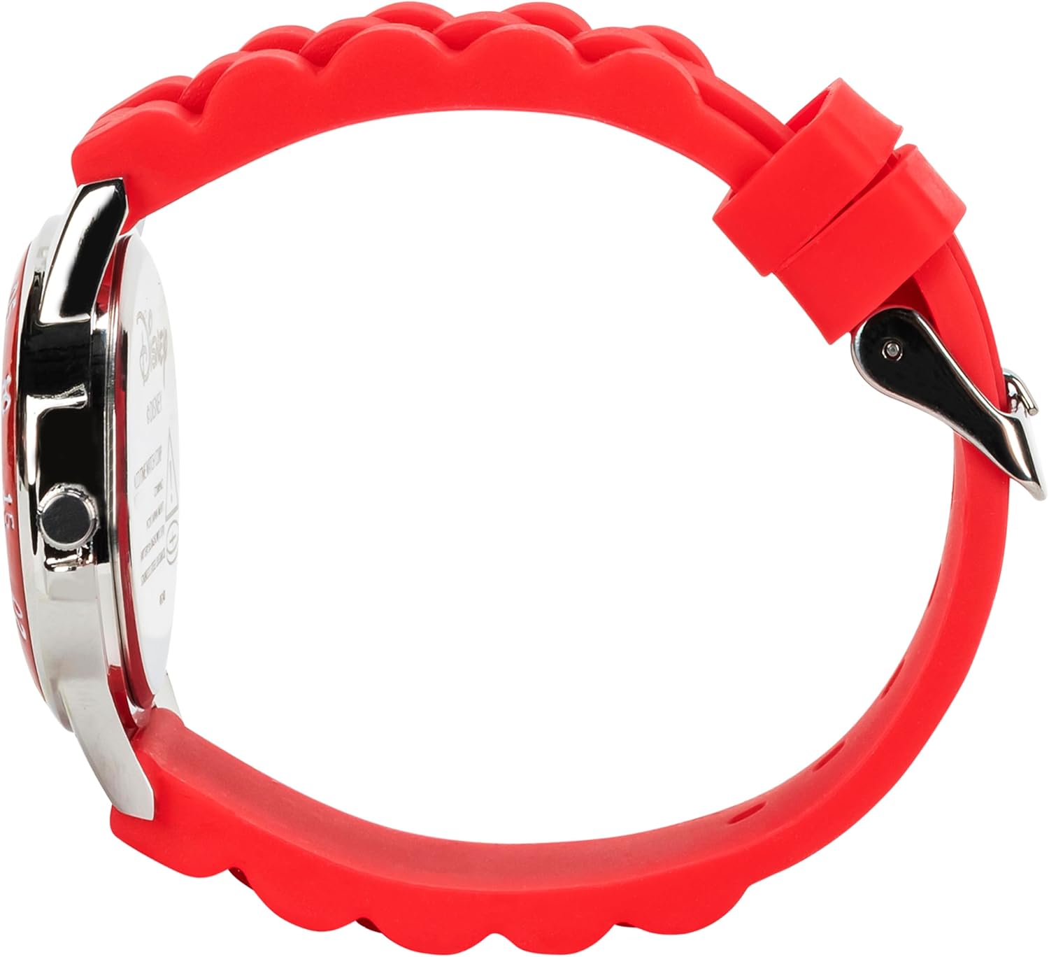 Disney Pixar Cars Kids' Time-Teaching Watch – Lightning McQueen Design with Red Silicone Strap, Easy-to-Read Dial, and Adjustable Fit for Wrists 5.5" to 8"