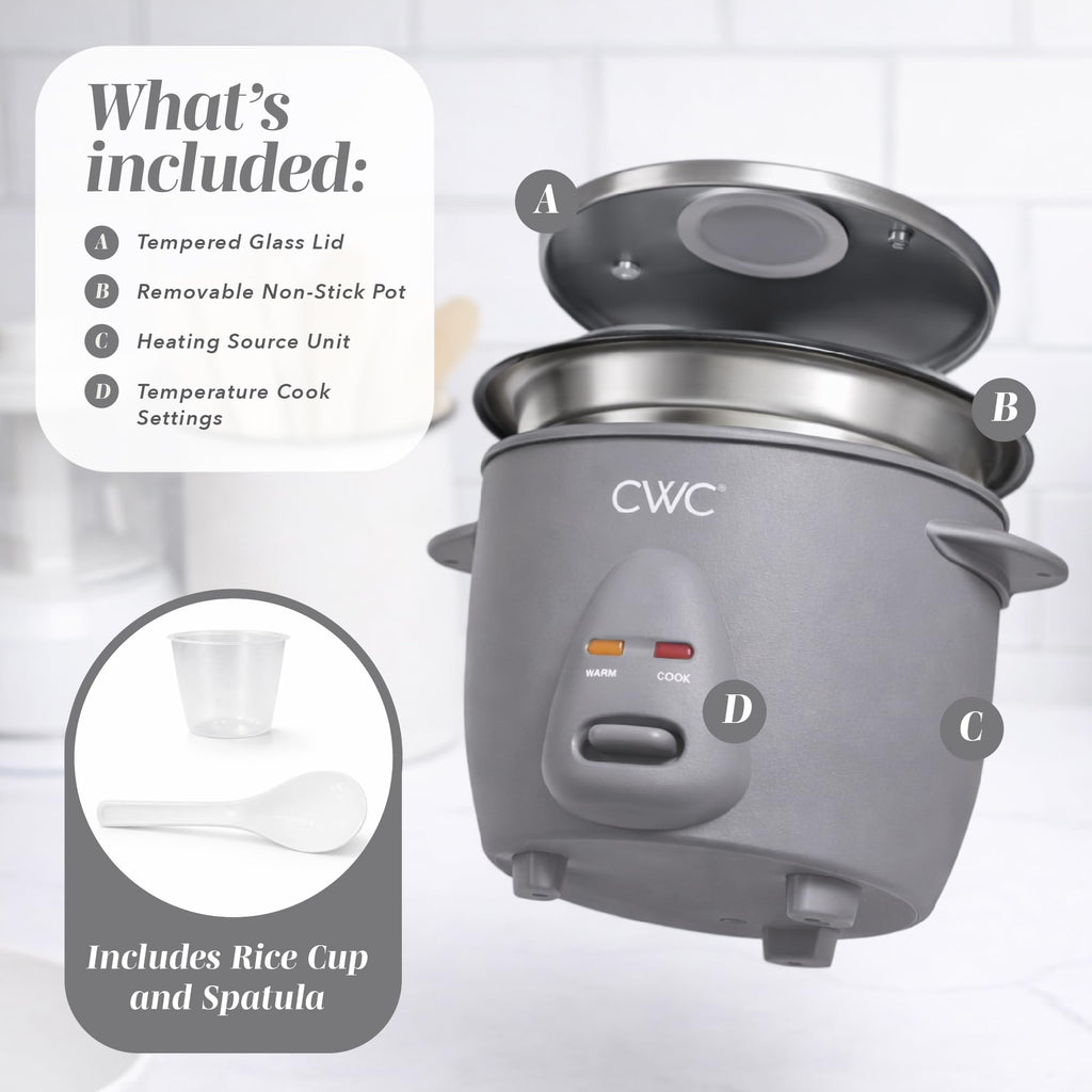 COOK WITH COLOR 6 Cup Rice Cooker 300W - Effortless Cooking and Perfectly, Cooks 3 Cups of Raw Rice for 6 Cups of Cooked Rice, Floral Blue