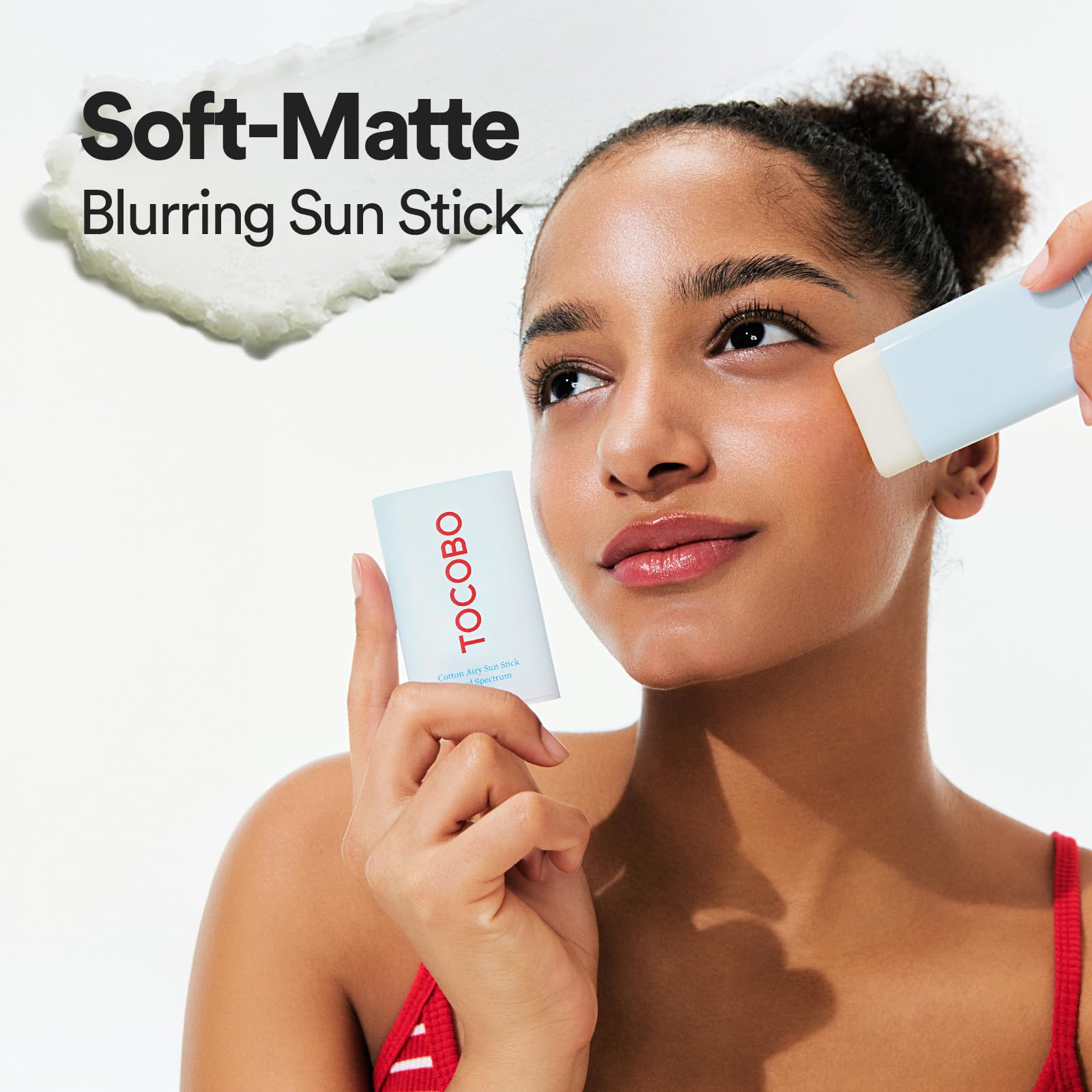 TOCOBO Cotton Airy Sun Stick SPF 50 Broad Spectrum Korean Matte Sunscreen Stick for Face - Travel Size Sebum Control Sunblock -Vegan, Lightweight, 0.67 oz (1single pack)