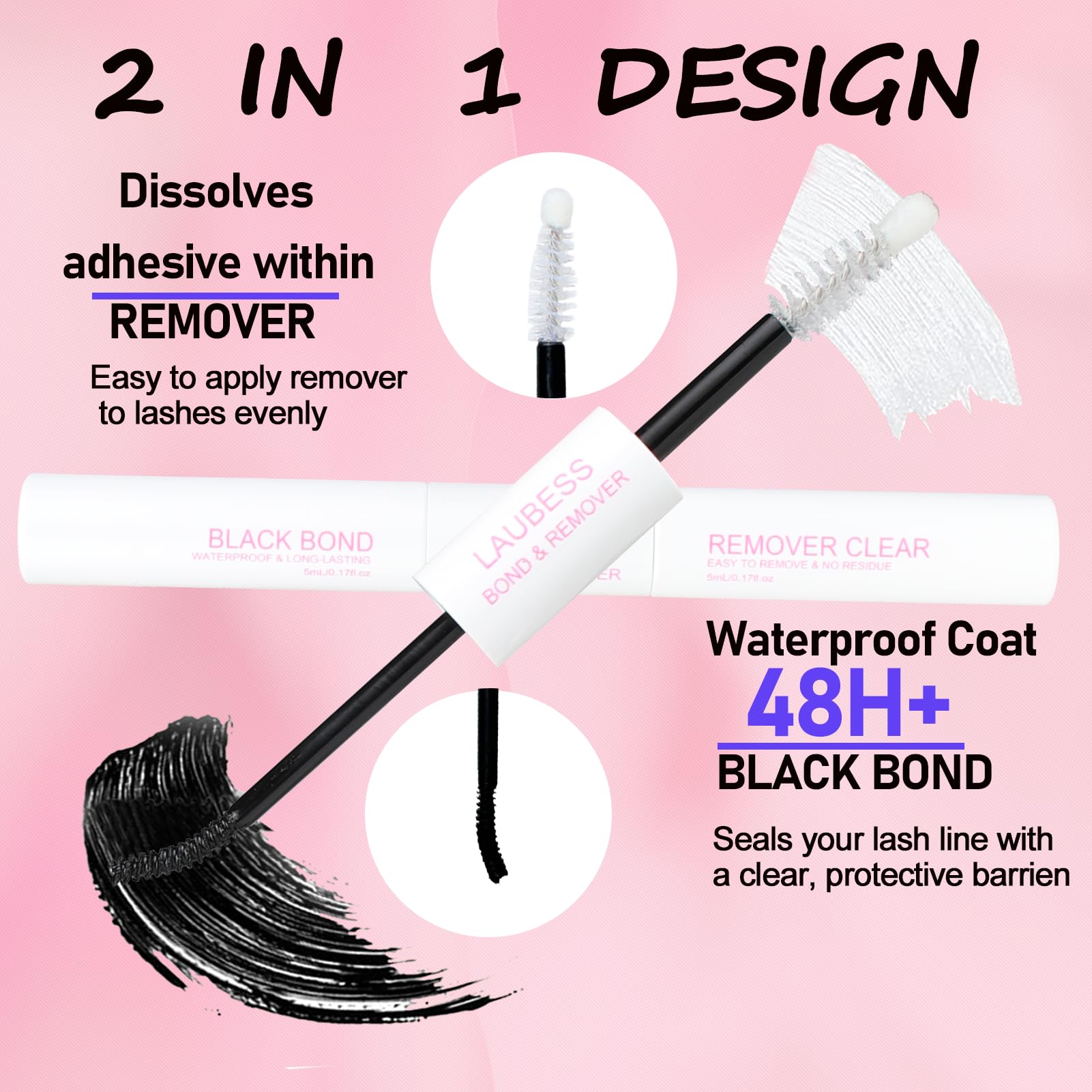 Lash Bond and Seal Mascara for Long Lasting Waterproof Eyelash Extensions - 5ml+5ml