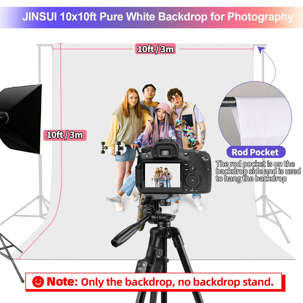 Black Backdrop 10x10ft, Photo Backdrop Curtain for Photoshoot, Pure Photographic Studio Backgrounds, Thick Polyester Fabric Photography Black Screen for Party Portraits Video Recording (Backdrop Only)