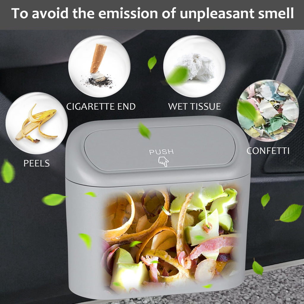 Accmor Car Trash Can with Lid, Mini Auto Dustbin Garbage Organizer with 30 Pcs Plastic Trash Bag, Automotive Garbage Container Bin for Vehicle, Home, Office