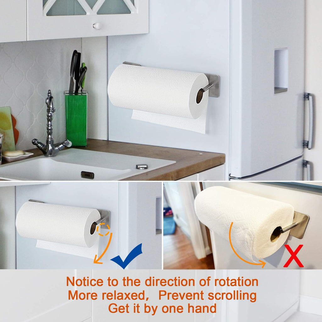 Magnetic Paper Towel Holders Heavy Duty Steel Brushed Holder with Strong Magnetic Backing - Fit for Large Paper Towels or Use as Hook - for Kitchen,Refrigerator,Grill,Garage,Shop