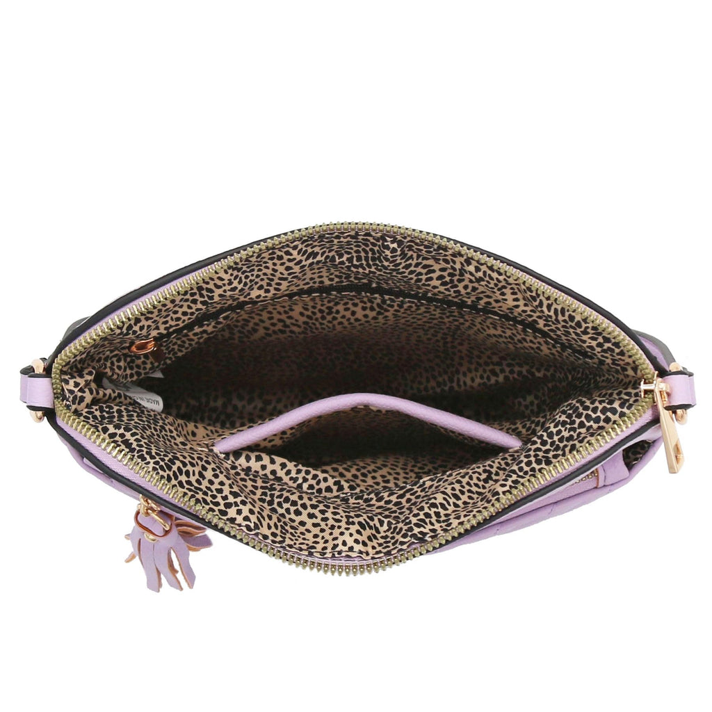 FashionPuzzle Chevron Quilted Medium Crossbody Bag with Tassel Accent