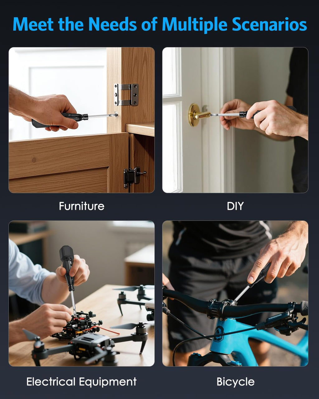 AMIR Cordless Power Screwdriver, Rechargeable Electric Screwdriver Sets, Portable Automatic Home Repair Tool Kit, Motorized Screwdriver with USB Cable and LED Lights