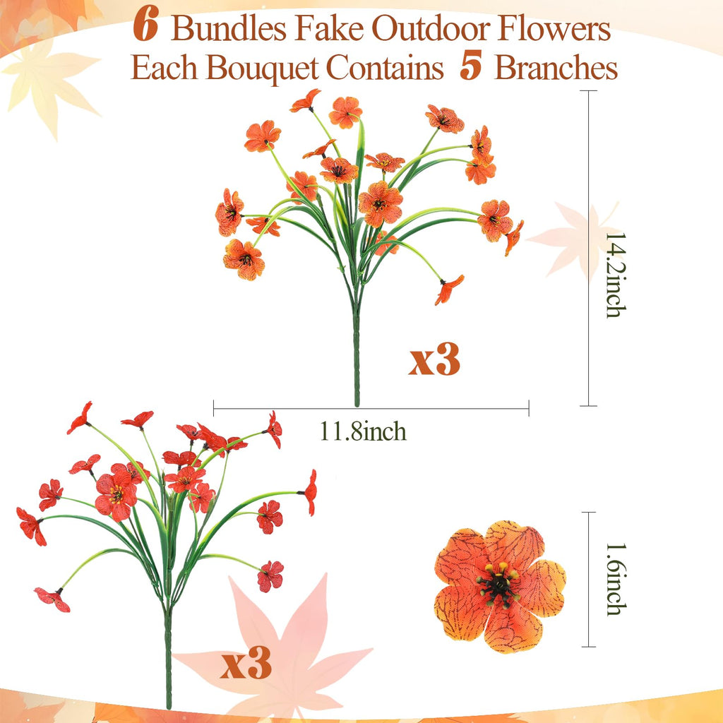 MACTING 12 Bundles Artificial Fall Lavender Flowers for Outdoors, UV Resistant Fake Outdoor Plants, Faux Autumn Greenery Shrubs for Planters Porch Patio Garden Yard Outside Thanksgiving Decorations