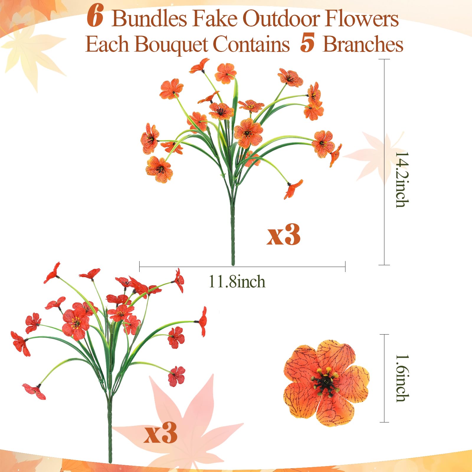 MACTING 12 Bundles Artificial Fall Lavender Flowers for Outdoors, UV Resistant Fake Outdoor Plants, Faux Autumn Greenery Shrubs for Planters Porch Patio Garden Yard Outside Thanksgiving Decorations