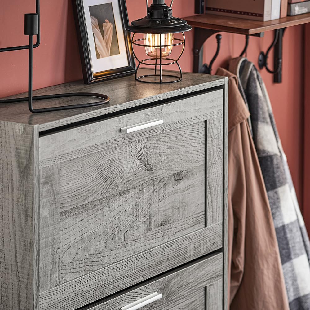 Haotian Shoe Cabinet Storage for Entryway, Narrow Shoe Cabinet with Two Flip Drawers to Save Space, Shoe Rack Cabinet for Front Door Entrance Hallway (Black)