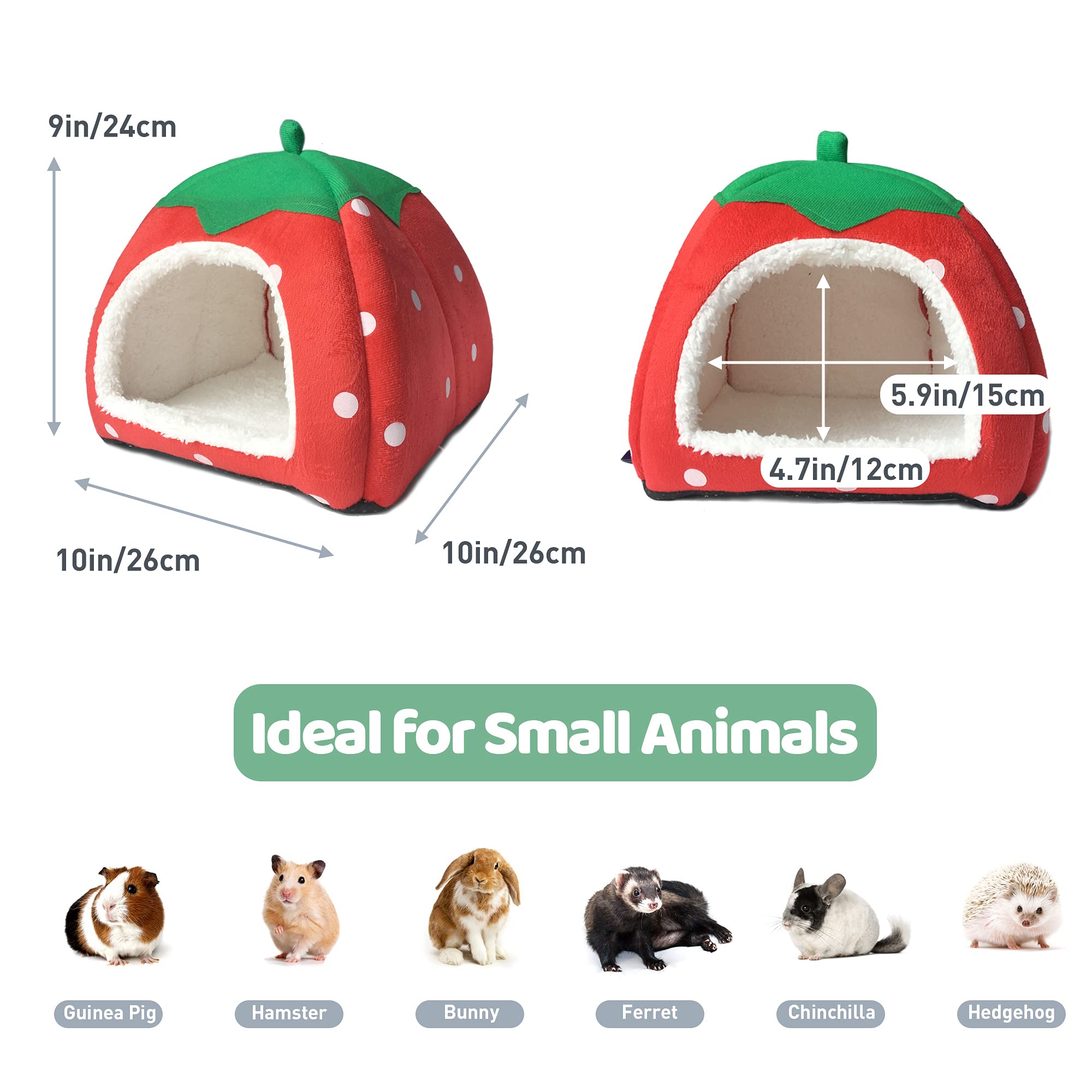 Guinea Pig Hideout Bed Dwarf Rabbit House Cave Accessories Cozy Hide-Out for Little Bunny Hedgehog Ferret Chinchilla&Other Small Animals
