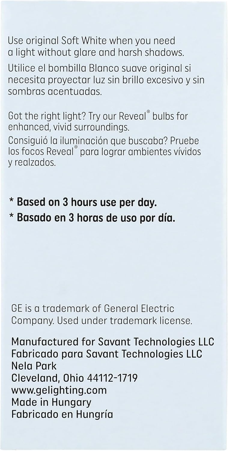 GE Lighting Ge Soft White Light Bulbs 25 W 210 Lumens A19 Med Base 4-1/4 In. Pack / 2