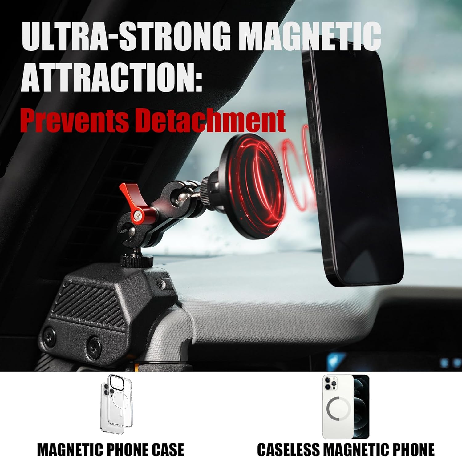 Mabett Magnetic Phone Holder for Ford Bronco 2026 2021-2025, Adjustable Angles 360°Phone Mount for Bronco Accessories