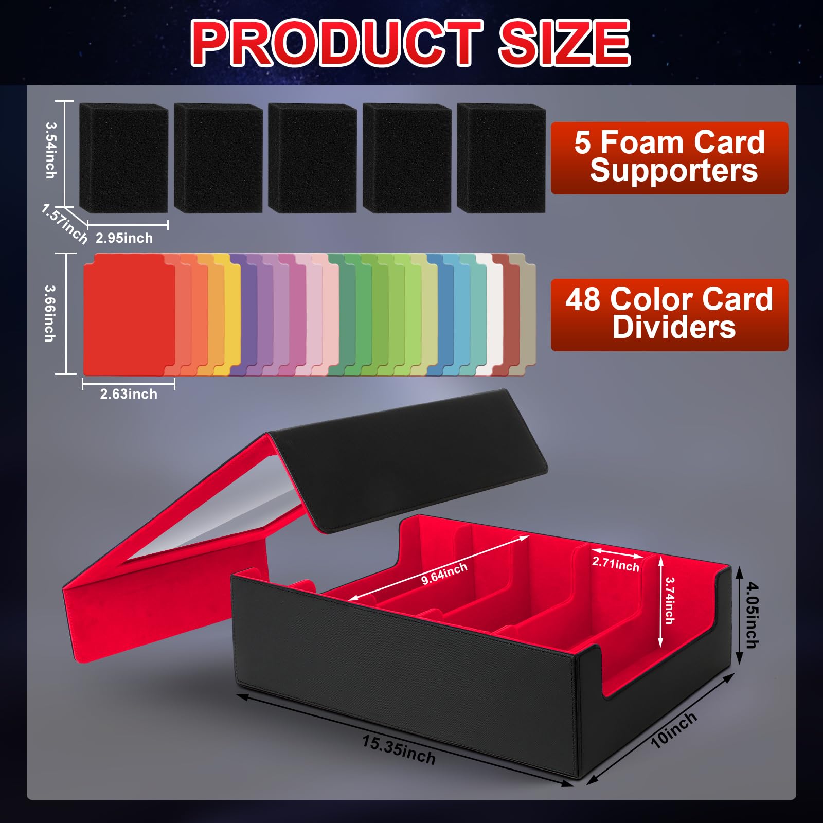 AOBOPLE Trading Card Storage Box,3200+ Card Box Storage with 24 Dividers and 4 Foam Supporters PU Leather Magnetic Cards Deck Case for MTG TCG Magic and Sport Cards,Great Gift for Card Collectors