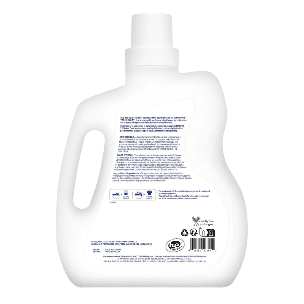 ATTITUDE Liquid Fabric Softener, Plant-Based & Vegan, HE Compatible, Naturally Derived, Citrus Zest Scent, 80 Loads, 67.6 Fl Oz