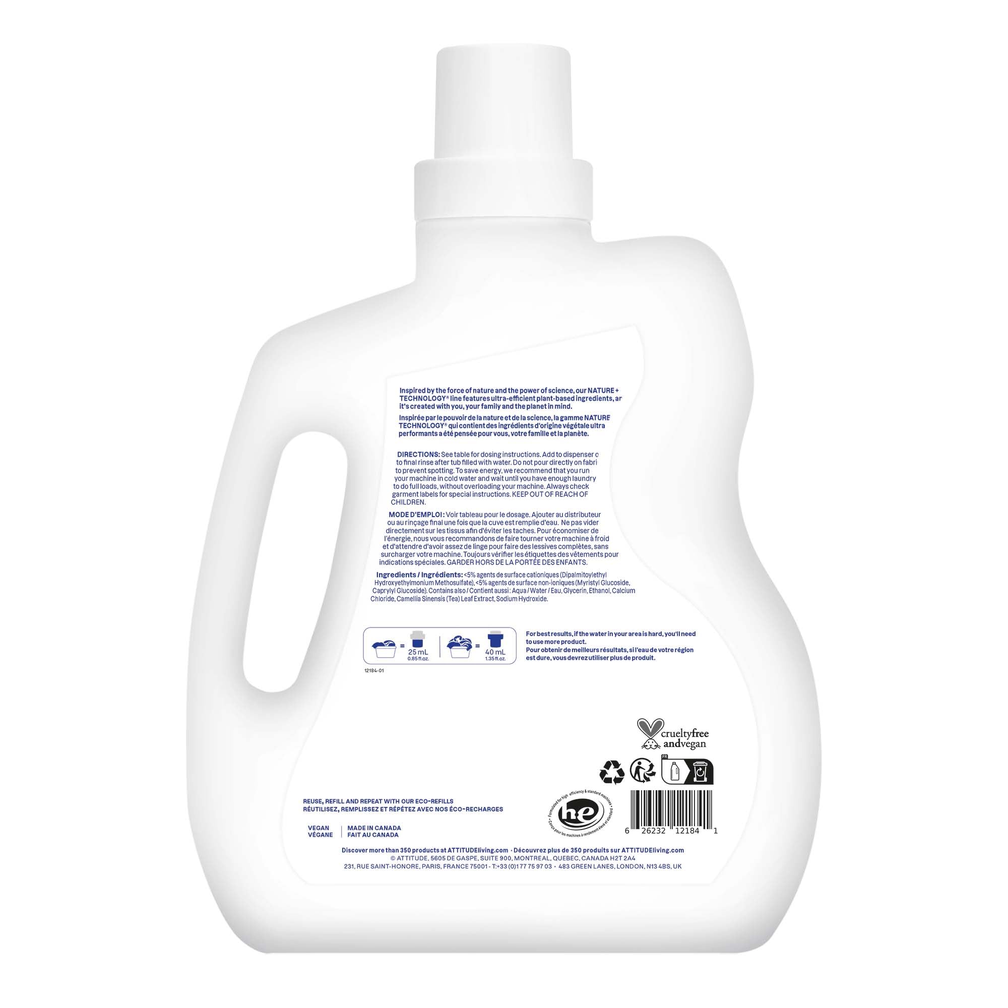 ATTITUDE Liquid Fabric Softener, Plant-Based & Vegan, HE Compatible, Naturally Derived, Citrus Zest Scent, 80 Loads, 67.6 Fl Oz