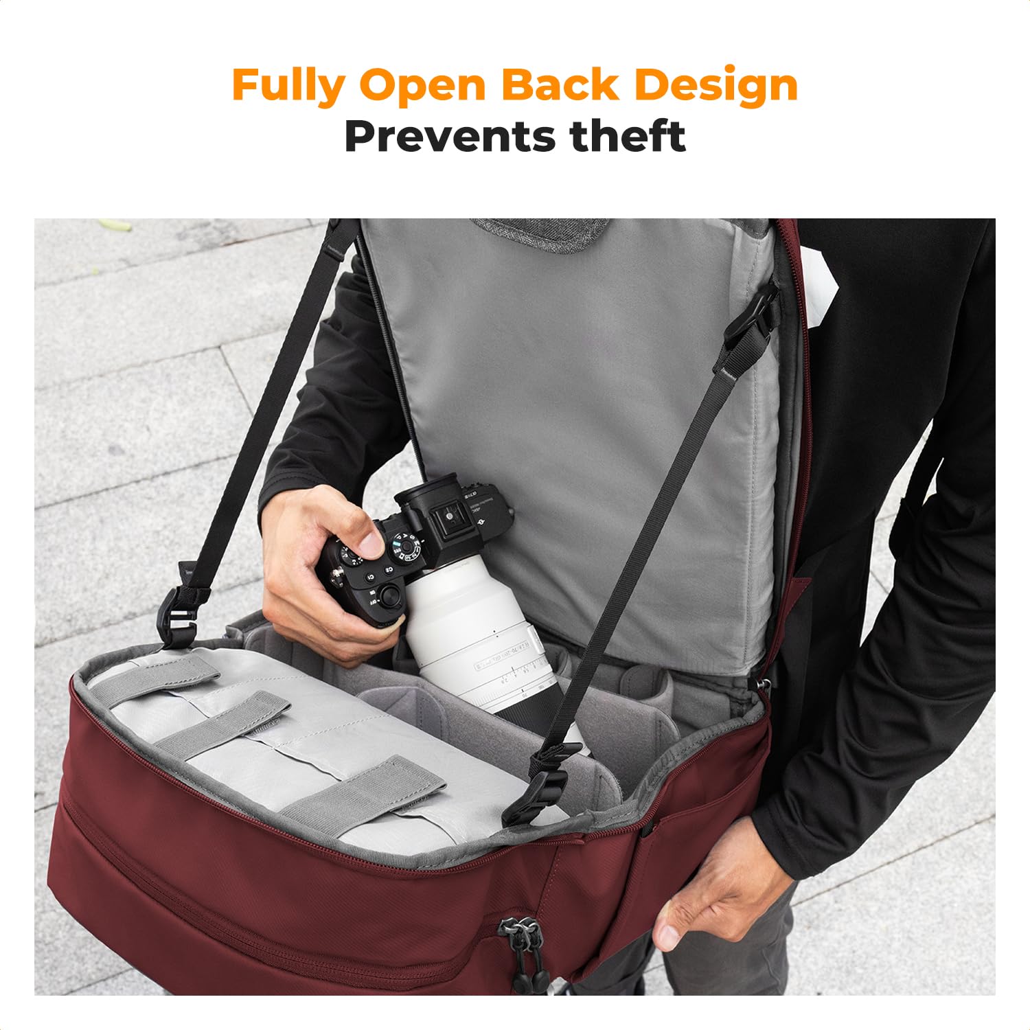 K&F CONCEPT Camera Backpack, Camera Bags for Photographers Dslr Cameras Compatible for Canon Nikon Sony DJI Mavic Drone, 20L Large Capacity Bag Cover 15.6 Inch Laptop Camera Cases with Raincover