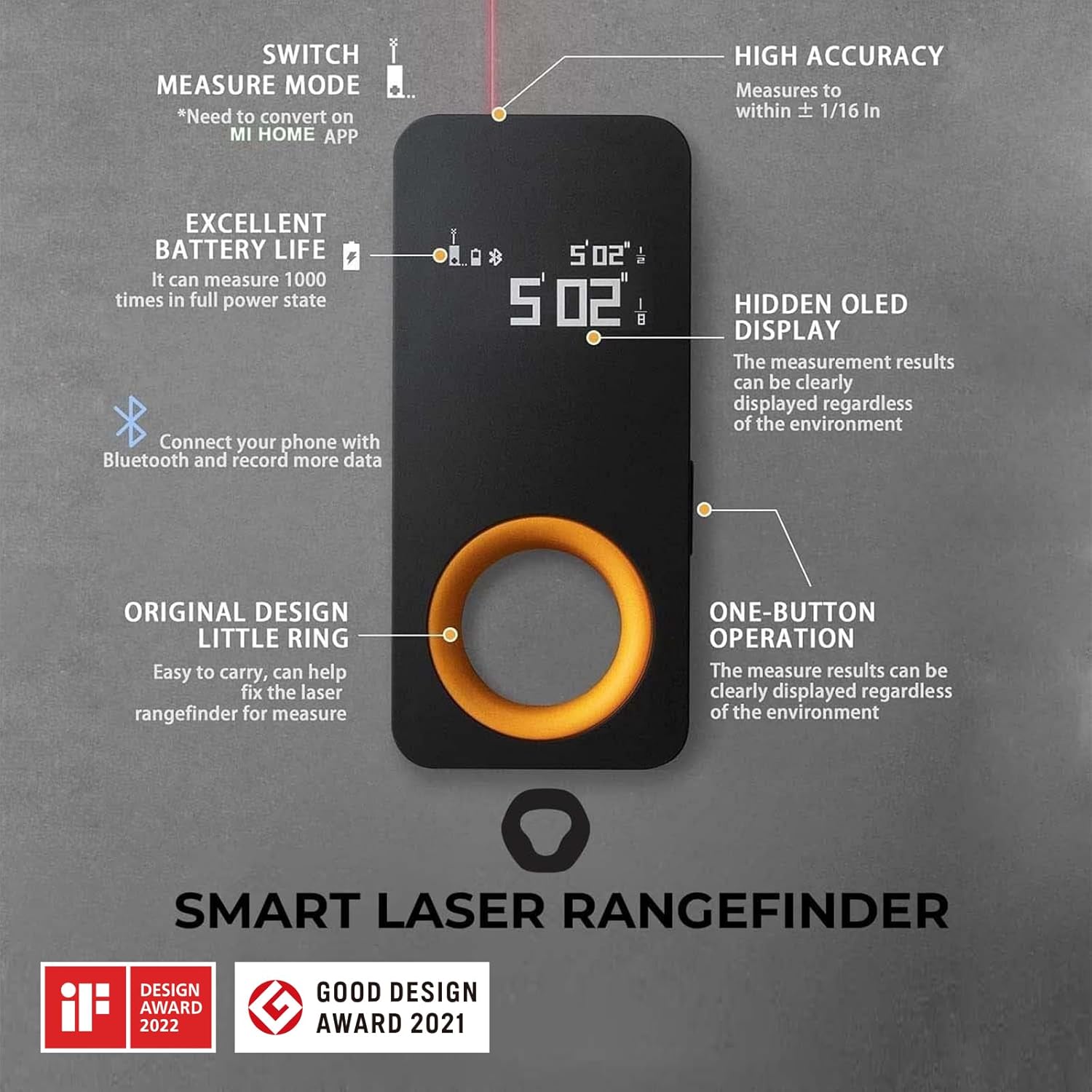 HOTO Laser Measuring Tool, Fathers Day Dad Gifts, Pocket-Size 98Ft Laser Tape Measure ±2mm Accuracy, USB-C Rechargeable, OLED Display, Ft/M/in Unit, Real-Time Data Sync, Cool Gadgets Gifts for Men