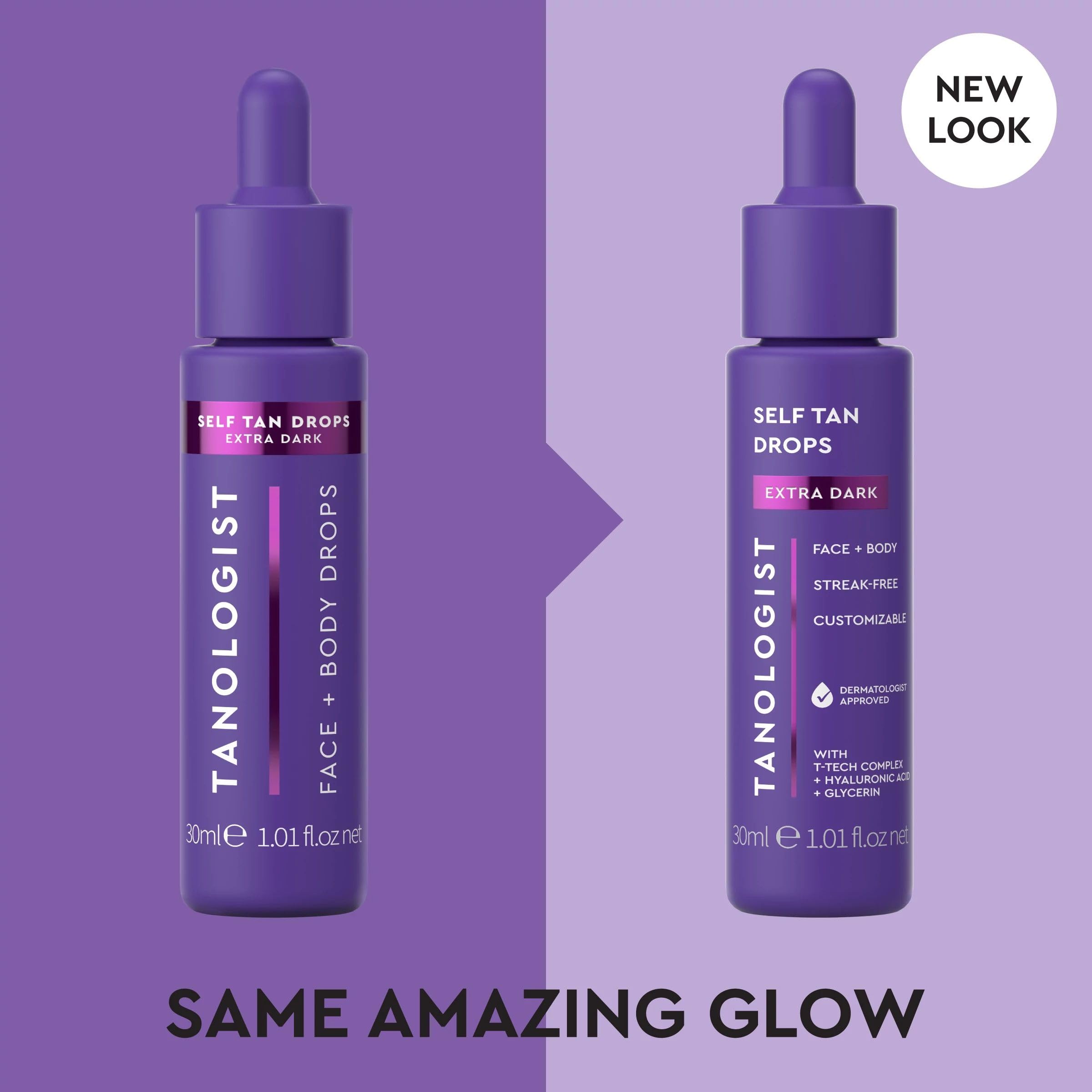 Tanologist Dark Self Tan Drops, Streak-Free Body & Face Tanning Drops, No Fake Tan Smell, for Moisturizer & Lotion, Bronzing Face Tanner, Skincare Ingredients, Vegan, 1.01 fl. oz/30 ml Bottle