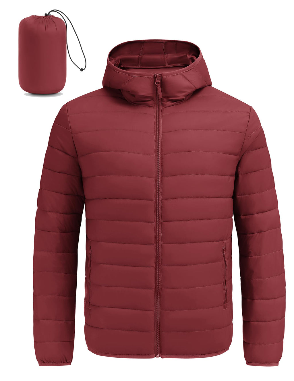 COOFANDY Mens Packable Puffer Jacket Lightweight Hooded Insulated Winter Coat Windproof Zipper Down Jacket