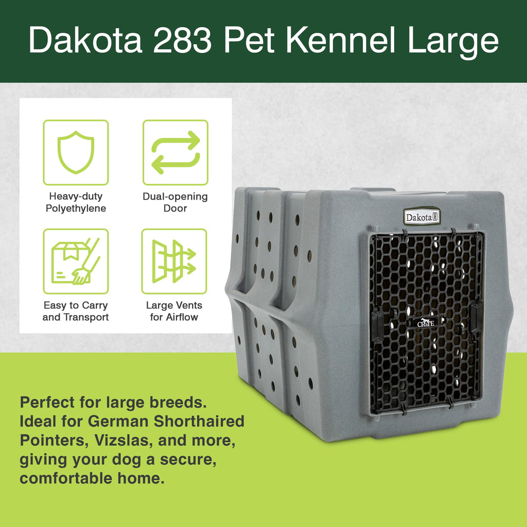 Dakota 283 Canine Rough and Tough Economy Dog Crate w/ Removable Two-Way Door - Heavy Duty Outdoor Kennel for Medium Breed Dogs (Coyote Granite, Intermediate)