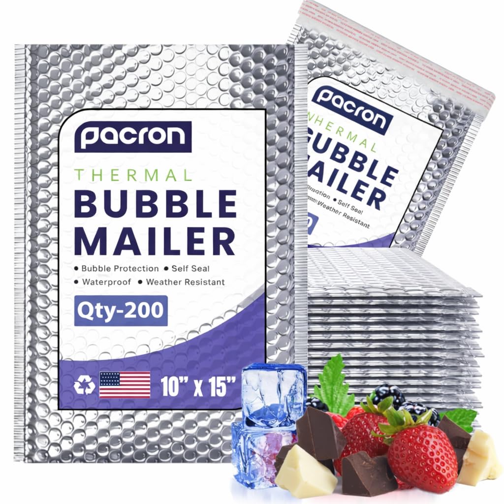 200-Pack Insulated Silver Thermal Bubble Mailers 6 x 7 - Waterproof Metallic Foil Self-Sealing Padded Envelopes for Cold Shipping, Perishables, Food, Cosmetics, Pharmaceuticals