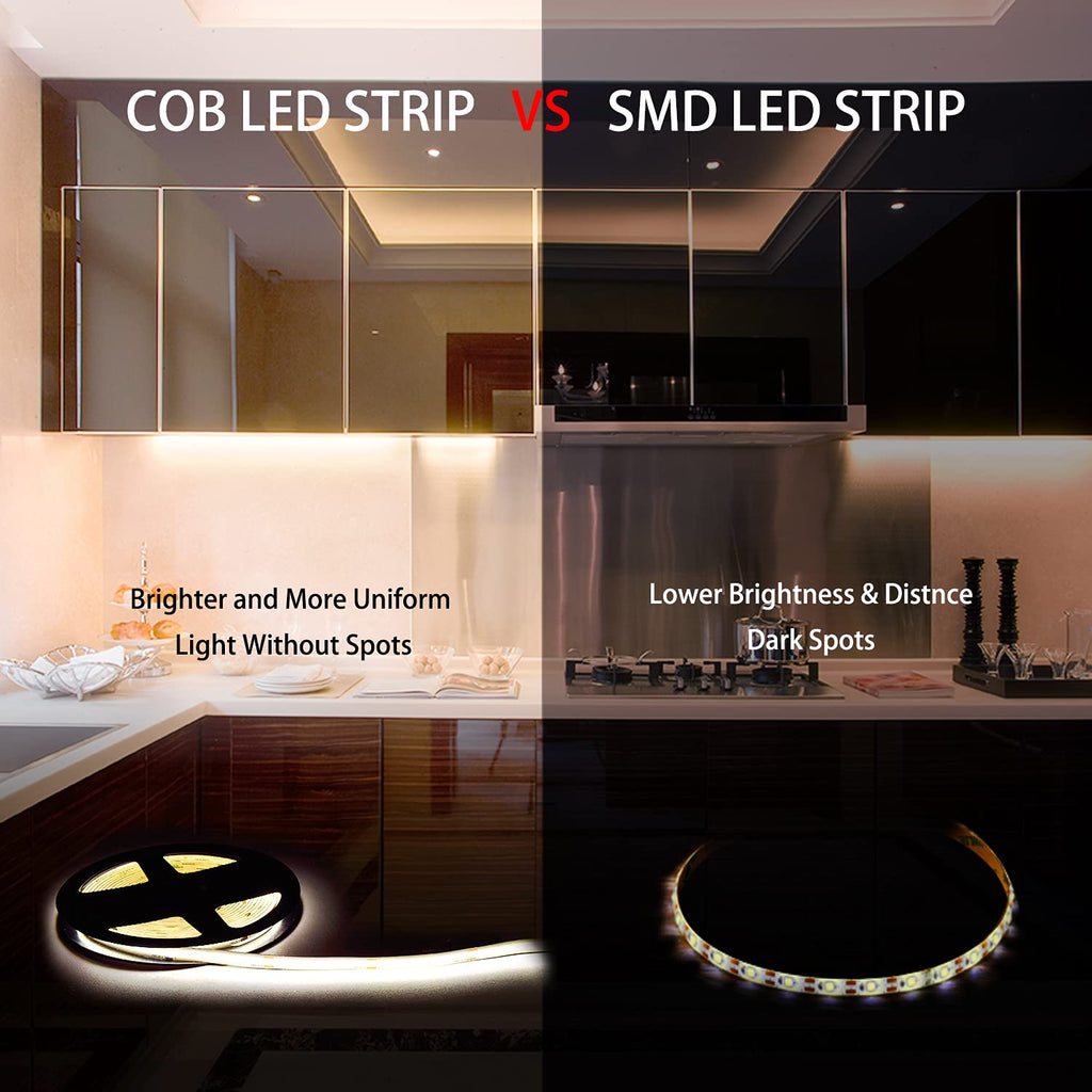 Pandery COB LED Strip,LED Strip Lights 3M/9.84ft,Touch Dimmable LED Strips,CRI90+,2700K Warm White cob led,960LEDs,24V LED Tape Lights,Indoor for Bedroom, Kitchen, TV, Mirror,Cabinet
