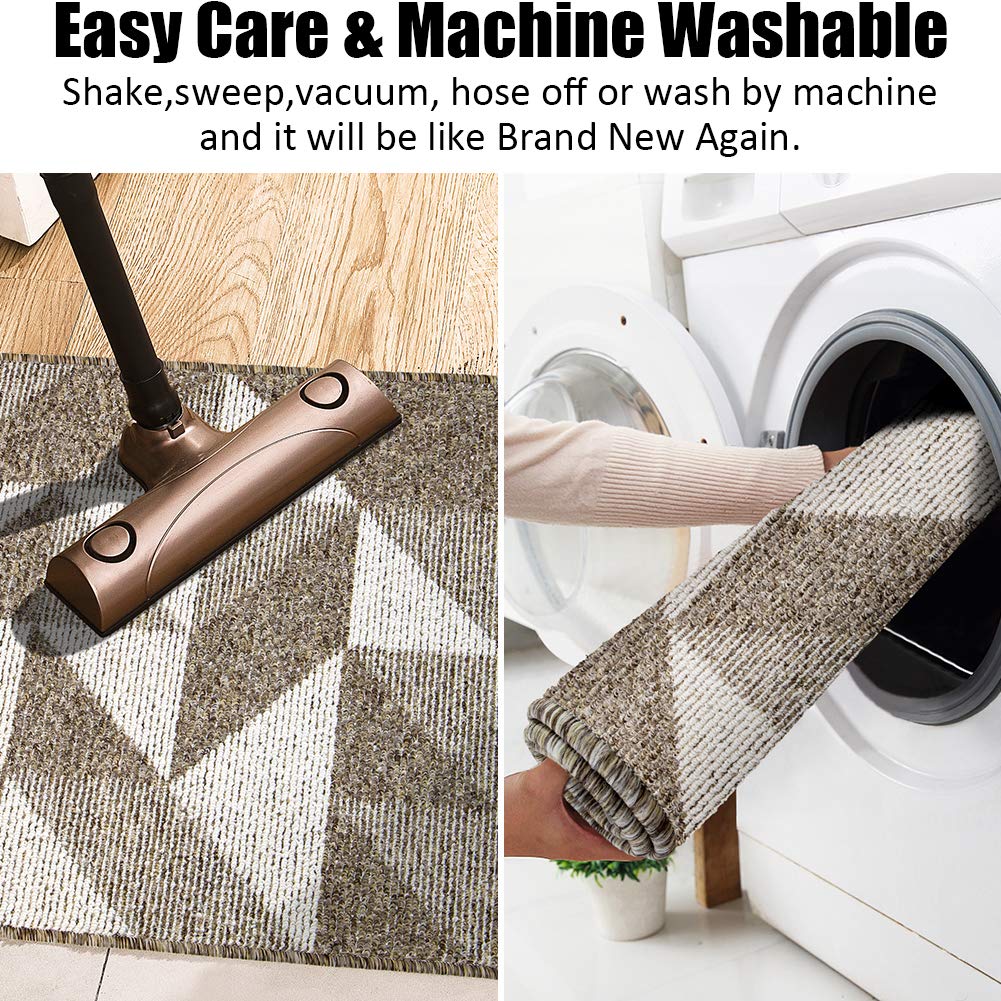 Indoor Doormat 24"x 36", Absorbent Front Back Door Mat Floor Mats, Rubber Backing Non Slip Door Mats Inside Mud Dirt Trapper Entrance Door Rug Carpet, Machine Washable Low Profile-Brown Time Cloister