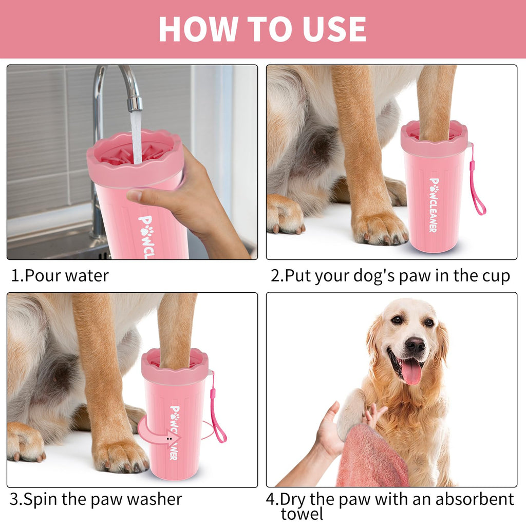 Professional 7 in 1 Dog Paw Cleaner for Dogs & Cats - Includes 1 Portable Paw Washer, 1 Bath Brush, 2 Dog Toothbrushes and 3 Absorbent Towels Note: Fits Paws up to 2 Inches Wide (Small, Black)