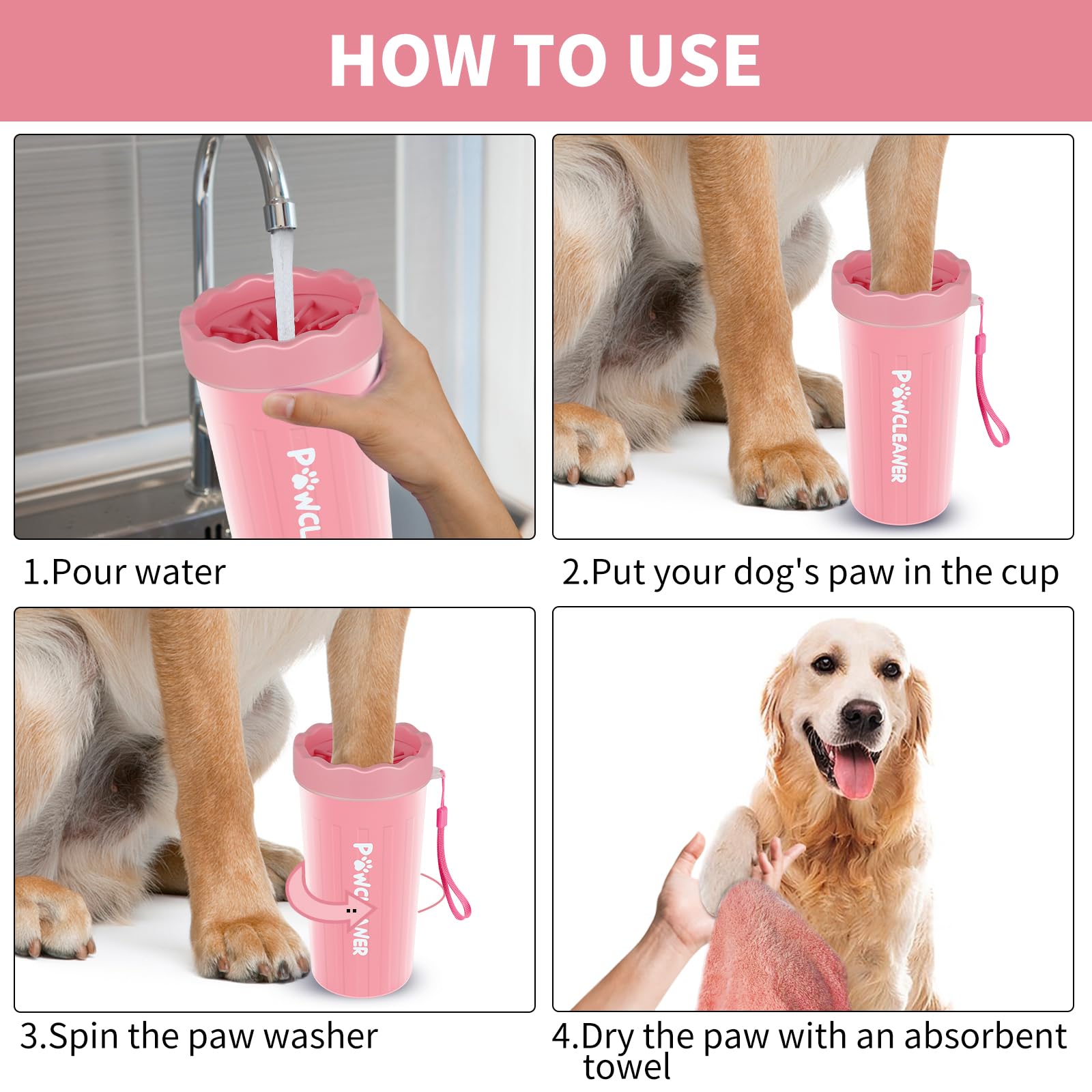 Professional 7 in 1 Dog Paw Cleaner for Dogs & Cats - Includes 1 Portable Paw Washer, 1 Bath Brush, 2 Dog Toothbrushes and 3 Absorbent Towels Note: Fits Paws up to 2 Inches Wide (Small, Black)